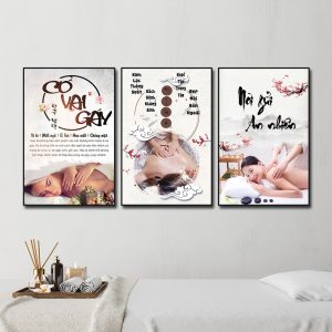 Bộ 3 bức tranh spa dưỡng sinh đông y đẹp với các hình ảnh và thông điệp sinh động