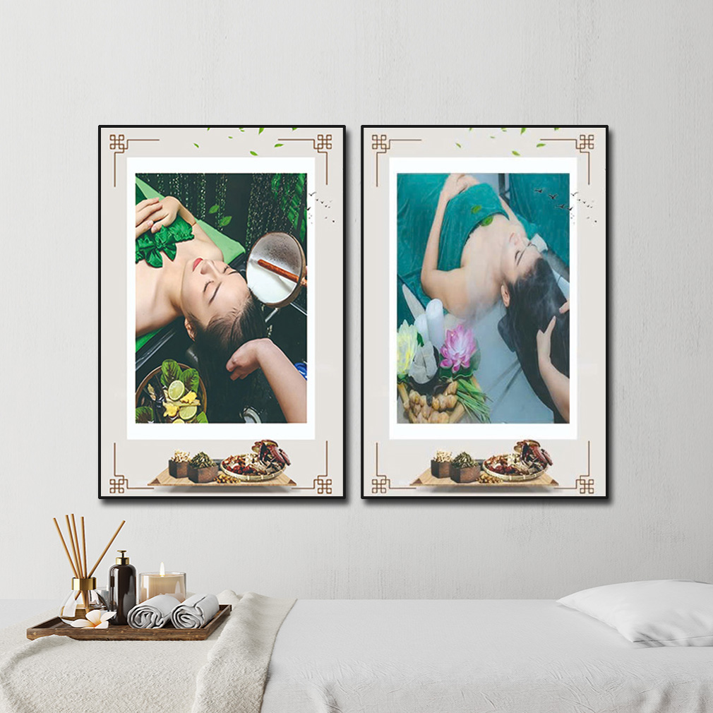 Bộ tranh spa đẹp treo trang trí các cơ sở dưỡng sinh đông y