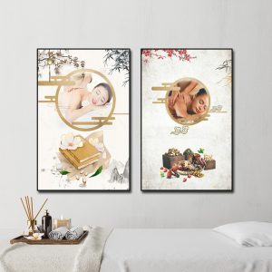 Mẫu tranh spa đẹp với các hình ảnh chủ đề dưỡng sinh đông y